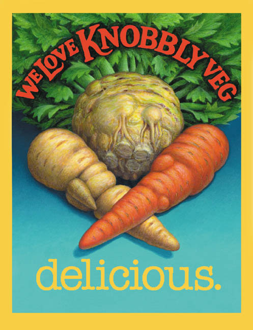 Knobble Veg label for Delicious Magazine