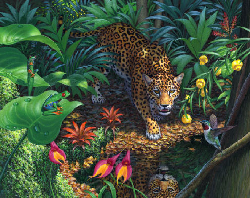 jaguar and treefrog