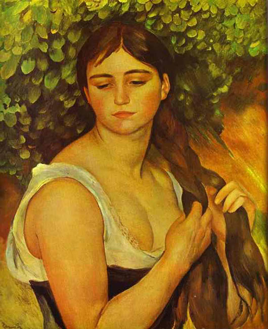 Renoir painting 'Girl Braiding Her Hair'